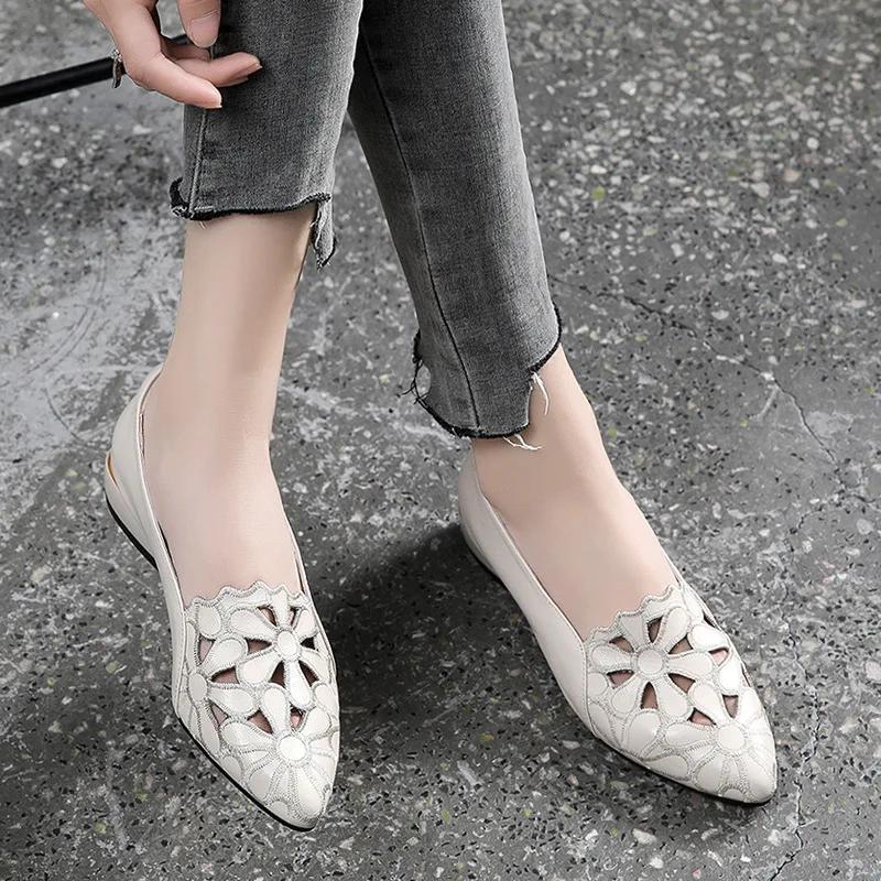 Mid Heel Shoes Women Heels Wedding PU Leather Hollow Out Black Square Heel Formal Shoes Office Lady Spring Fall Zapatos Flats
