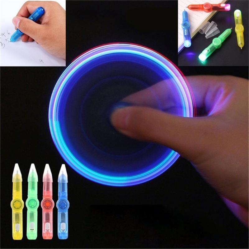 10PCS Rotating Ballpoint Pen With LED Light For Stress Relieving And Night Writing Perfect For Students And Workers