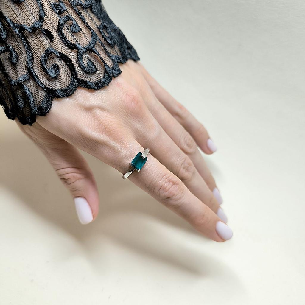 Серебряное кольцо с изумрудом nano 1.385ct, вес изделия 2,64 гр (2174196)