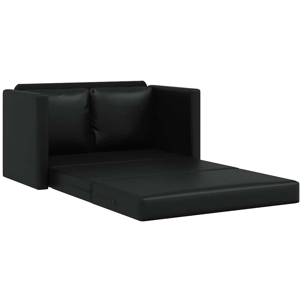 Vidaxl 2-in-1 Floor Sofa, Black, 112X174X55 Cm, Faux Leather