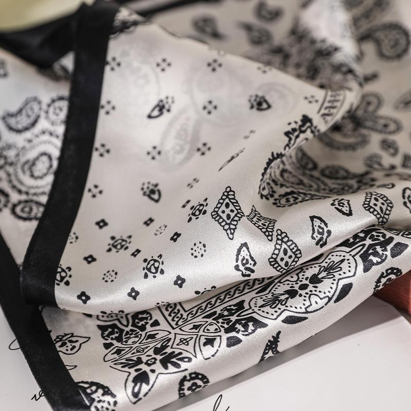 100% silk small square scarf women's summer thin mulberry silk scarf retro cashew flower scarf versatile sunscreen silk scarf