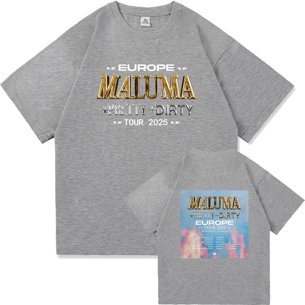Maluma +pretty+dirty Europet Tour 2025 TShirt Men/women Clothing Retro Harajuku High Quality Tops Cotton TShirts for Fans Gifts