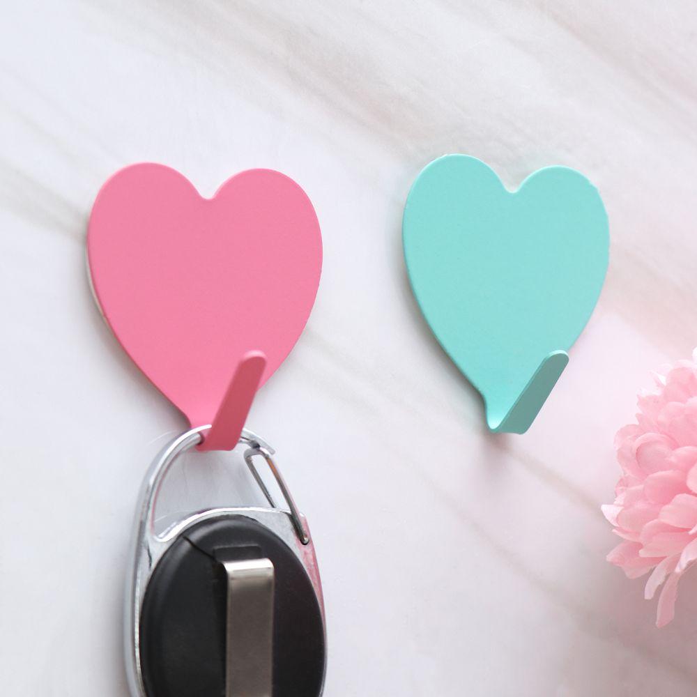 1Pc Waterproof Heart-shaped No Trace Strong Adhesive Key Holder Storage Racks Wall Hook Hanger Hooks
