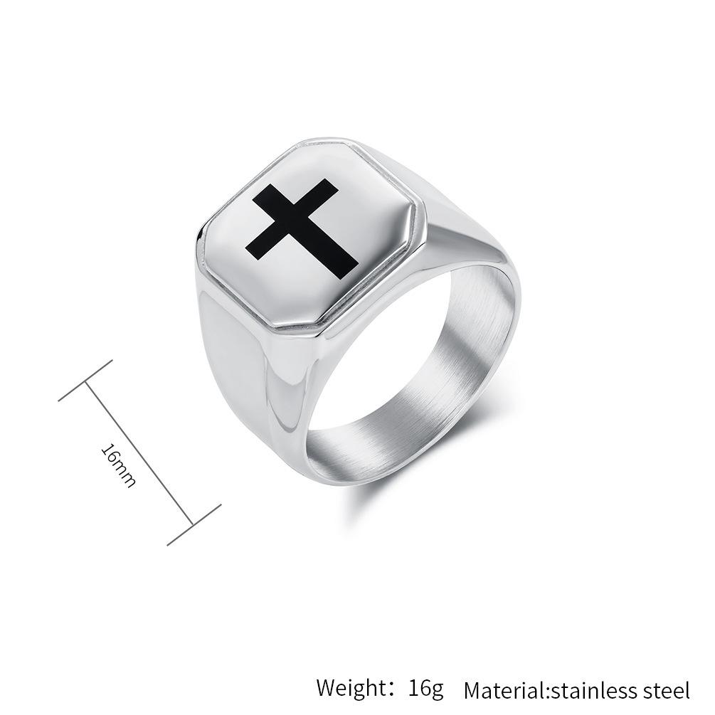 Cross Ring for Men, Prayer Holy Rings Catholic Inpsirational Religious Gift for Him,Stainless Steel Ring