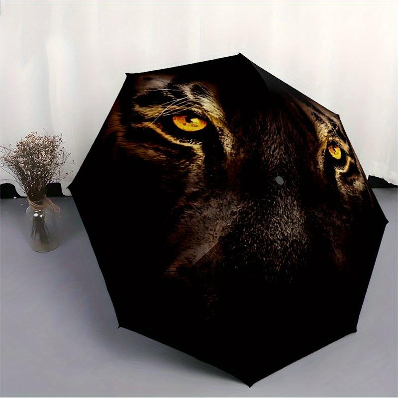 1pc Tiger Face Automatic Open/close Folding Umbrella, Compact Portable Travel Umbrella,Durable Construction yy250814151
