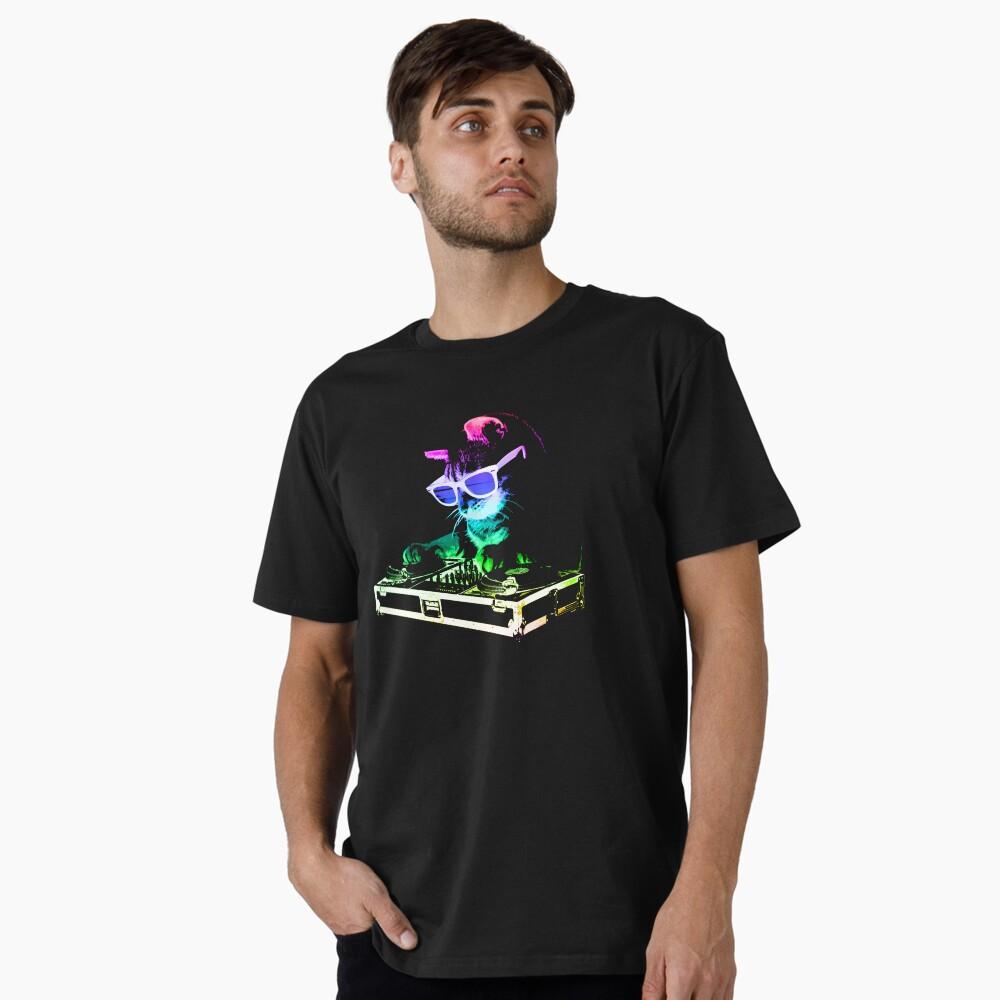 HOUSE CAT Rainbow DJ Kitty Casual TShirt Mens and Womens Luxury Brand Top S
