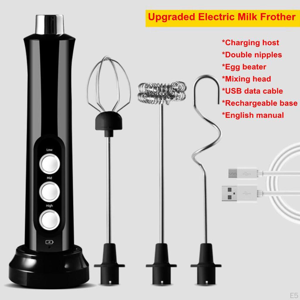 Electric Milk Frother 3 Speeds Cappuccino Whisk Handheld Egg Beater Mixer Blender