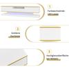 TV-Schrank, mit 3 Schubladen und offenem Fach, mit LED-Beleuchtung und goldenen Akzenten, modernes Lowboard mit viel Stauraum