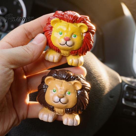 Mini Car Ornament for Air Vent Cute Animal Clip Freshener with Aroma Pad, Resin Lion Interior Decoration Leopard Deer Owl Dashboard Ornament,