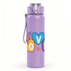 1PC Love Word Multicolor Heart Doodle Design 750ml Color Plastic Sports Water Bottle Leakproof Flip Straw Lid Suitable for Sports Office Home Use