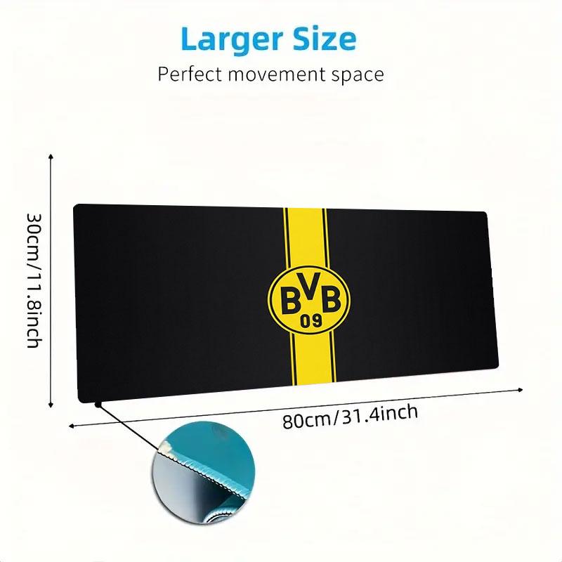 Borussia Großes Mauspad Große Gaming-Tischunterlage Rutschfest Laptop Tablet Großes Mauspad XXL Matte Mini-PC Spielmatte Mit Verriegeltem Rand
