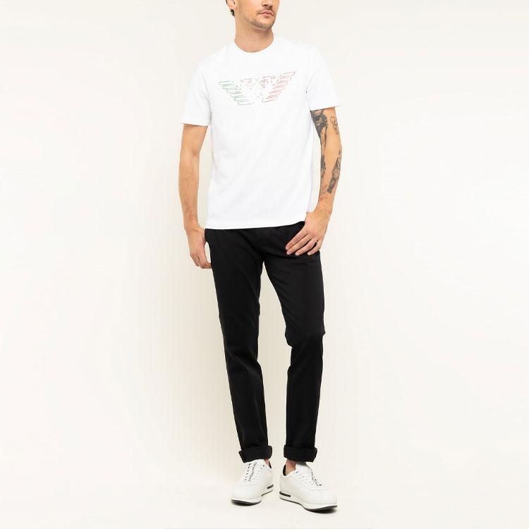 Emporio Armani Round Neck Printed Casual Short Sleeve T-Shirt Men Tops White 3H1T71-1J11Z-0100