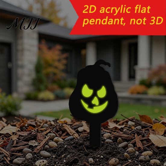 Halloween Party Festive Stakes Pumpkin Yard Sign with Stake, Glow in The Dark Cool Theme Props Spooky Silhouette Garden Stake for Outside Patio
