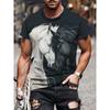 Maglietta a maniche corte con stampa completa in 3D, motivo cavallo bianco e nero, da uomo, casual, estiva, oversize, unisex.