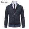 Men's Stand-Up Collar Knitted Cardigan - Thick Ribbed Velvet Sweater for Autumn/Winter (Middle-Aged & Elderly)