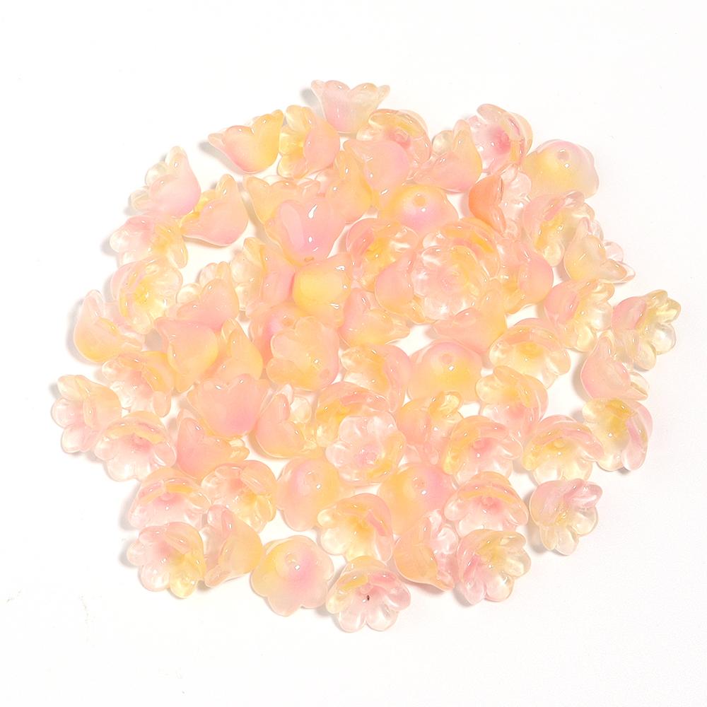 50pcs/Lot Color Lampwork Flower Beads Glass Bell Orchid Spacer Bead Caps for DIY Charm Bracelet Necklace Jewelry Making Findings