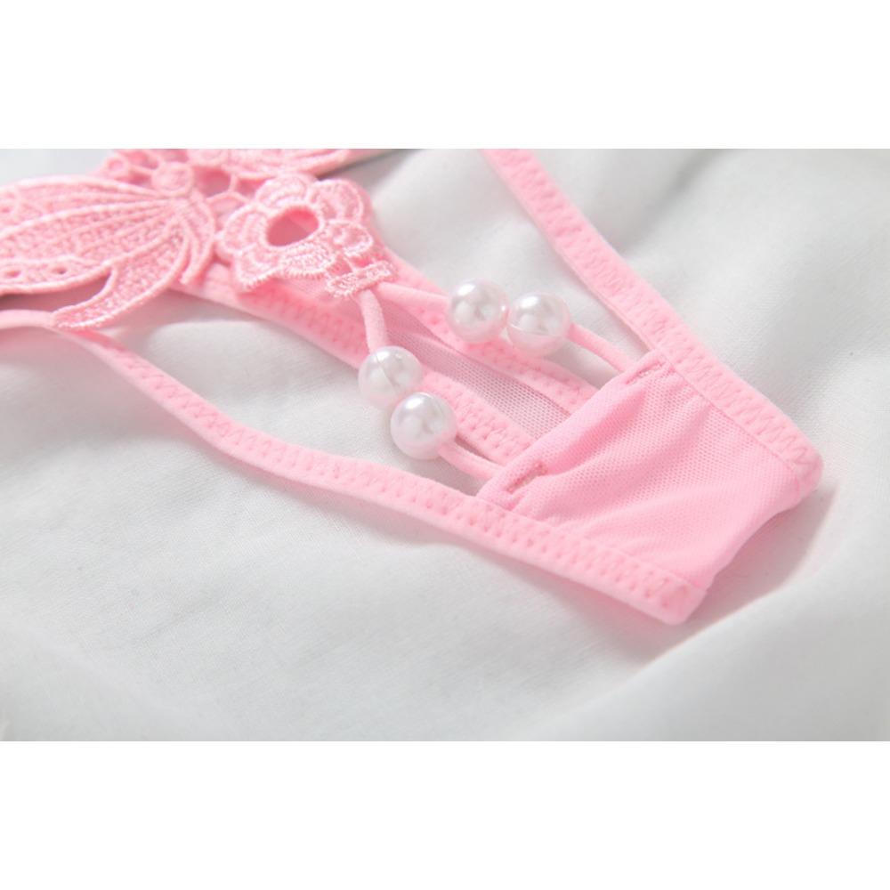 Thong Women's Transparent Hollow Embroidery Pearl Sexy Panties Sao Low Waist Hot Ultra-thin Sex Trousers