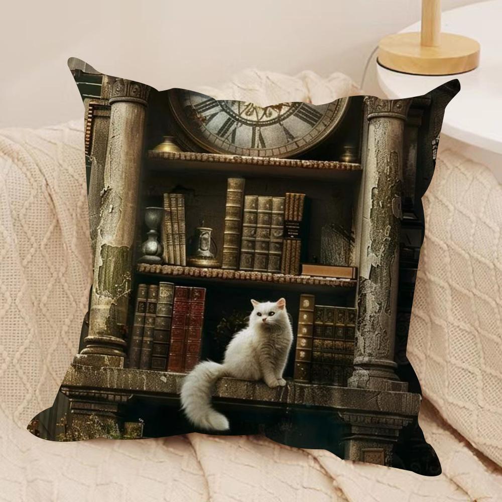

Cute Cat Cushion Cover Silky Short Plush DoubleSided Printed Pillow Case for Sofa All Seasons Home Decor Gift 30x30cm