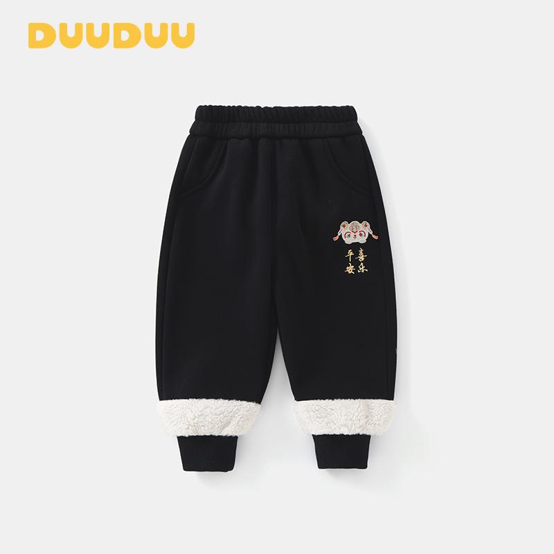 DUUDUU Детский плюшевый комбинезон из бархата - Новый китайский стиль, теплая осенне-зимняя спортивная одежда для девочек 2025 90 cm
