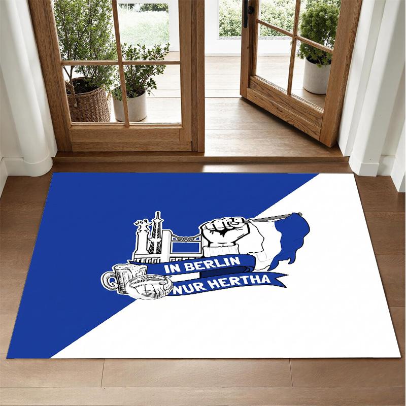 hertha bsc FC Design Crystal Velvet Rug Soft Decorative Mat for Bedroom Entrance