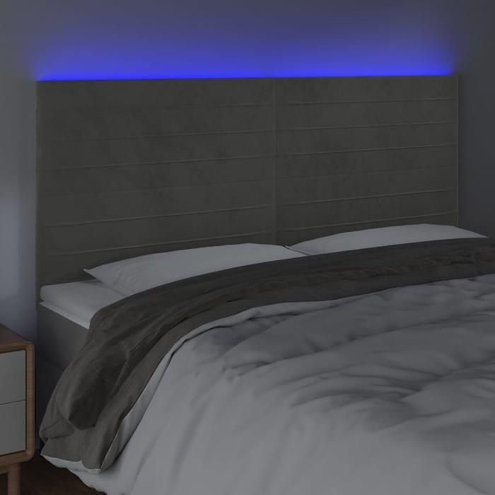VidaXL Tête de Lit à LED Meuble de Chambre à Coucher Accessoire de Lit Double Tête de Cadre de Lit Intérieur Gris Clair 3122630