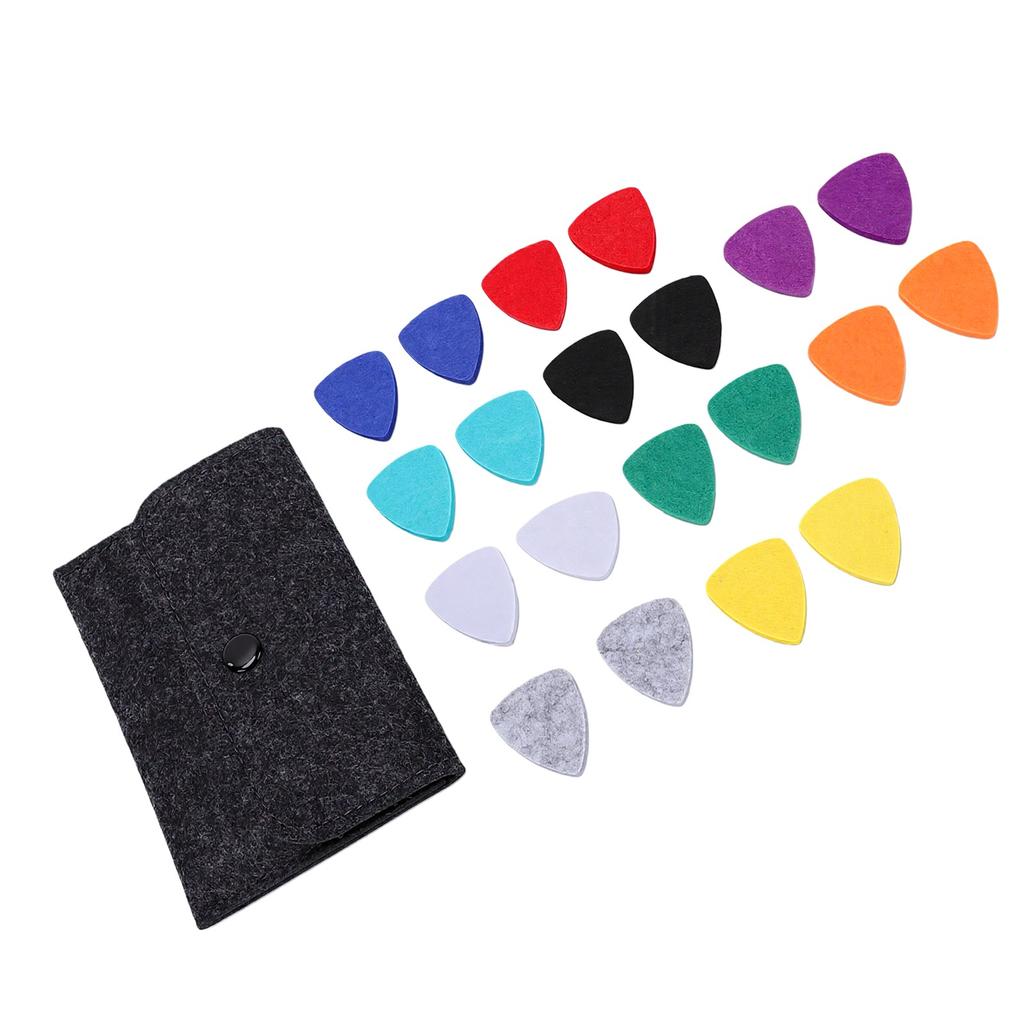 20 Piezas Púas de Fieltro para Ukelele Agarre Cómodo Forma de Corazón Púa con Bolsa de Almacenamiento para Instrumentos de Cuerda de Nylon Colores Mixtos