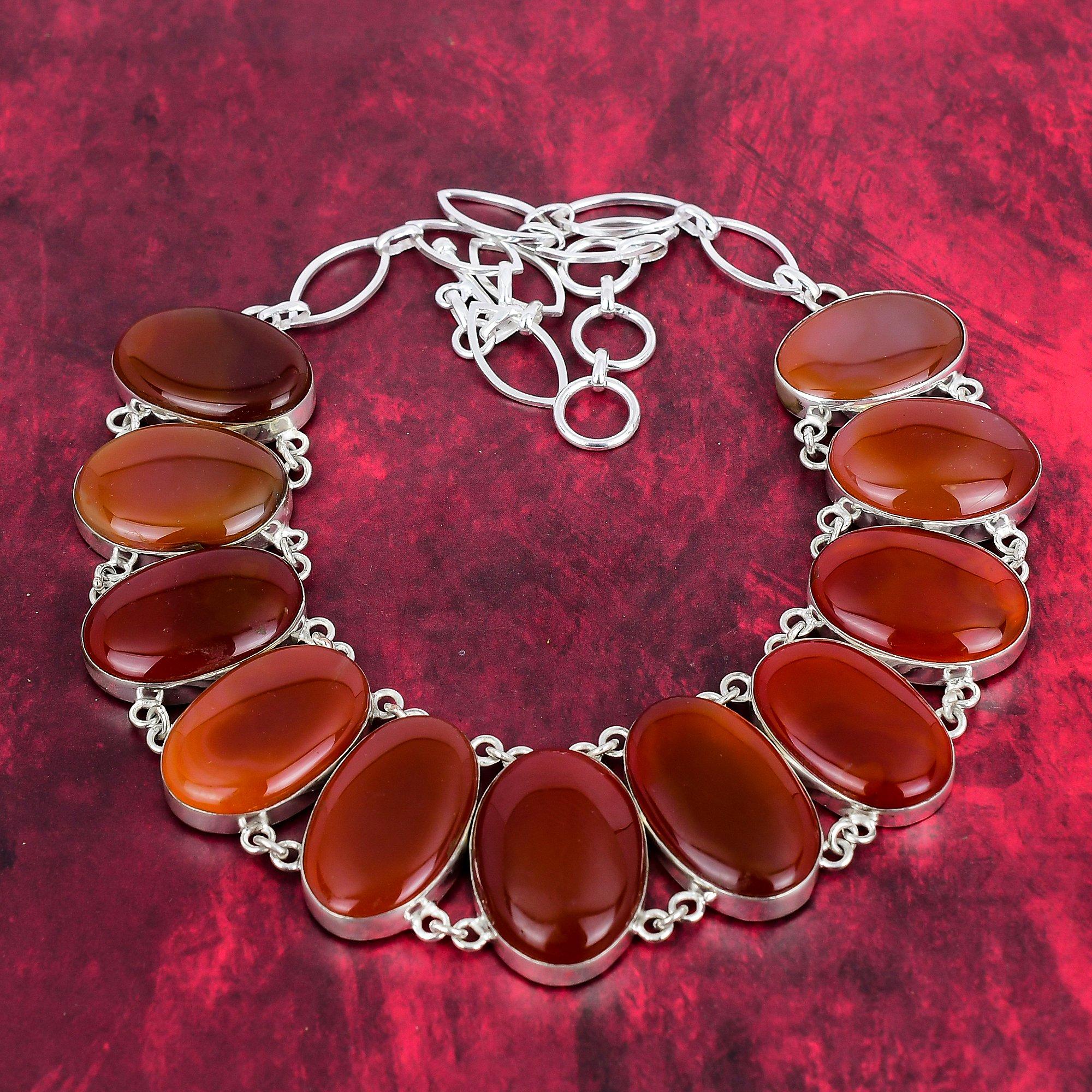 

Ожерелье из твердого серебра 925 пробы с регулируемой цепочкой, ювелирное ожерелье ручной работы из драгоценных камней на День памяти Adjustable with 18 inches красный