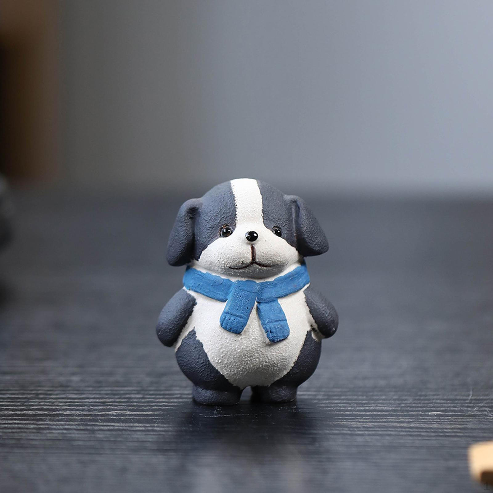 

Настольная мини-скульптура собаки, миниатюрная статуя, очаровательный орнамент, глиняная фигурка для гостиной синий