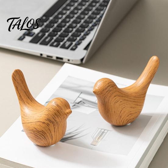 Durable Ceramic Decorative Birds Bird Figurines with Wood Grain Look, Modern Home Decor Animal Sculptures, Stylish Room for Living Bedroom Office