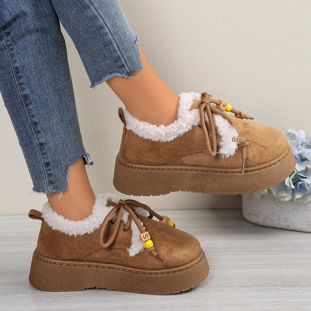 Dames 2025 Vinter Frostet Snøstøvler med Tykk Såle og Pluss Fløyelsfôr