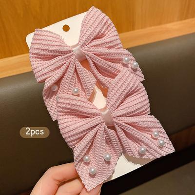 2 rosa Schleifen-Haarspangen, geeignet für täglichen Haarschmuck