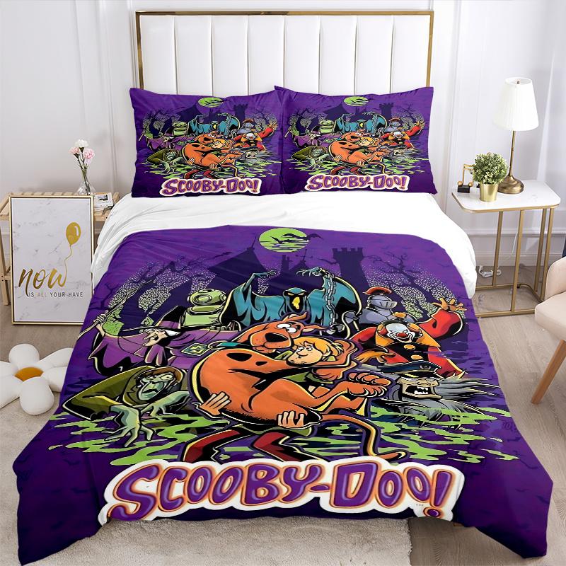 3pcs Scooby Doo Mystery Unfolds Printed Bedding Set, Soft and Comfortable Quilt Cover for Bedroom, Guest Room .H078