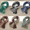 Retro Style Cotton and Linen Floral Scarf Long Color Blocked Ethnic Style Thin Shawl