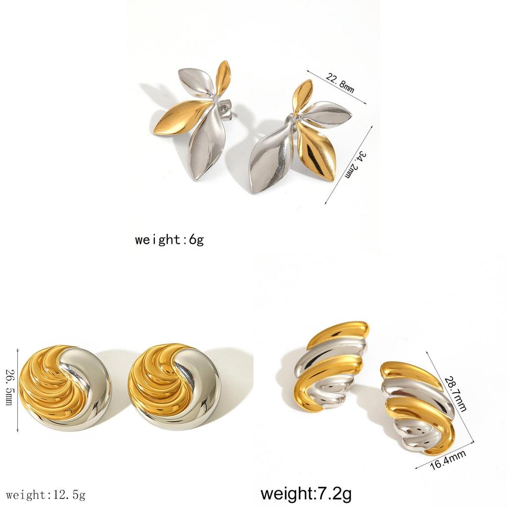 Boucles d'oreilles géométriques modernes en acier inoxydable pour femmes avec surface plaquée et look élégant