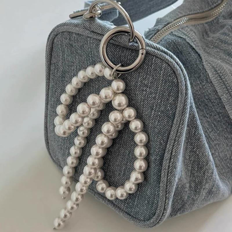 Stil Ins Bowknot Perle Breloc Metal Dragoste Telefon Pandantiv Husă Căști Charms Geanta Decor Breloc Mașină