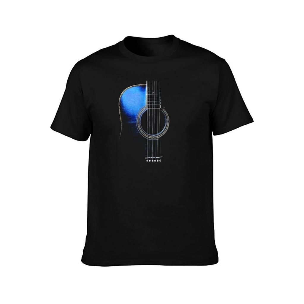 Blue Acoustic Guitar HiLite TShirt Holiday Simple Tee Shirt