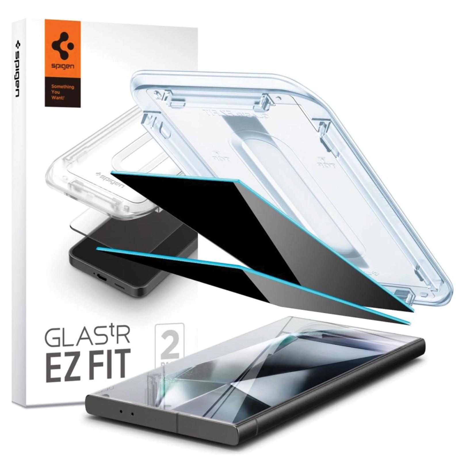 Spigen Glas.tr Ez Fit 2er-Pack Galaxy S24 Ultra Privacy gehärtetes Glas