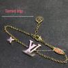 High-End LV Letter Bracelet: Pink, White & Black Enamel – Versatile Fashion Jewelry Gift