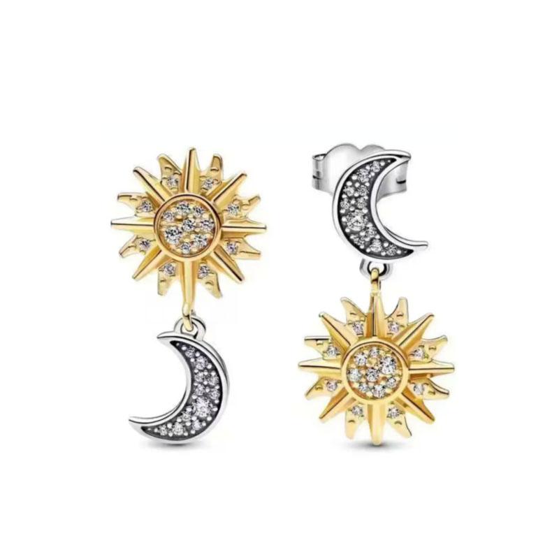 

Модні сережки-підвіски з срібла 925 проби у європейському стилі з цирконієм у формі серця та круглої квітки, оригінальні DIY жіночі ювелірні прикраси, амулет