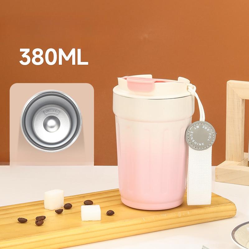 316 Stainless Steel Mug Ceramic Liner Coffee Cup Stripe Gradient Student Portable Water Cup
