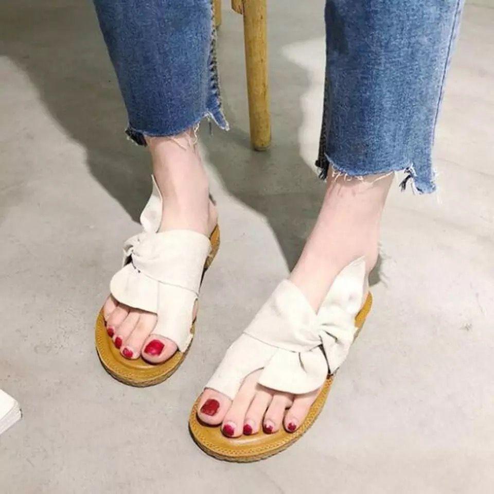 Summer Flat-bottomed Bow Women's Shoes Summer New Fashion To Wear Seaside Beach Cool Slippers