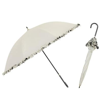 Ogawa 70986 Parasol OLIVE Des OLIVE Ruffles White For Sunny or Rainy Weather Completely Blackout UV Protection Heat Shielding Women's 99.9%