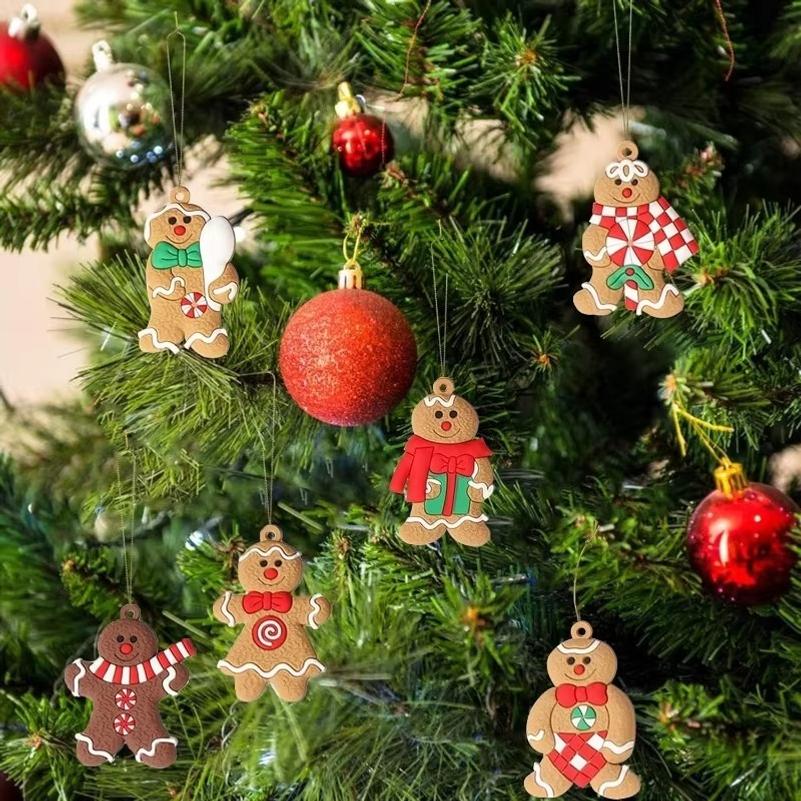 12pcs Gingerbread Man Ornaments for Christmas Tree Assorted Gingerbread Figurines Ornaments Christmas Tree Hanging Decor 3 Inch