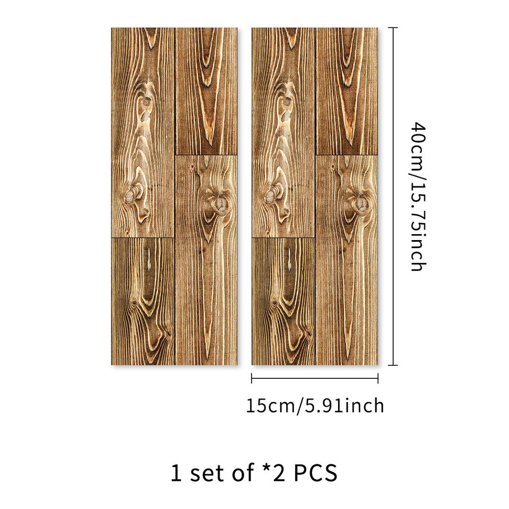 2Pcs 40X15cm PVC Wood Grain Wall Self-Adhesive Sticker Waterproof Living Room Bedroom Wall Decoration Floor Stickers