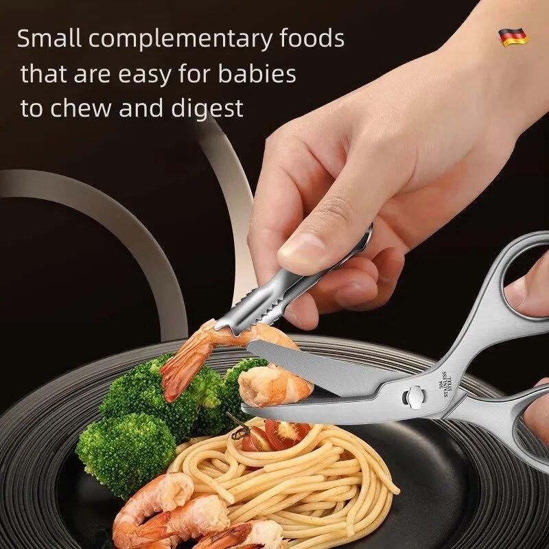 Kitchen Food Scissors Stainless Steel For Baby Food Cutting Toddler Feeding Aid Scissors with Case Baby Safety Tableware Health
