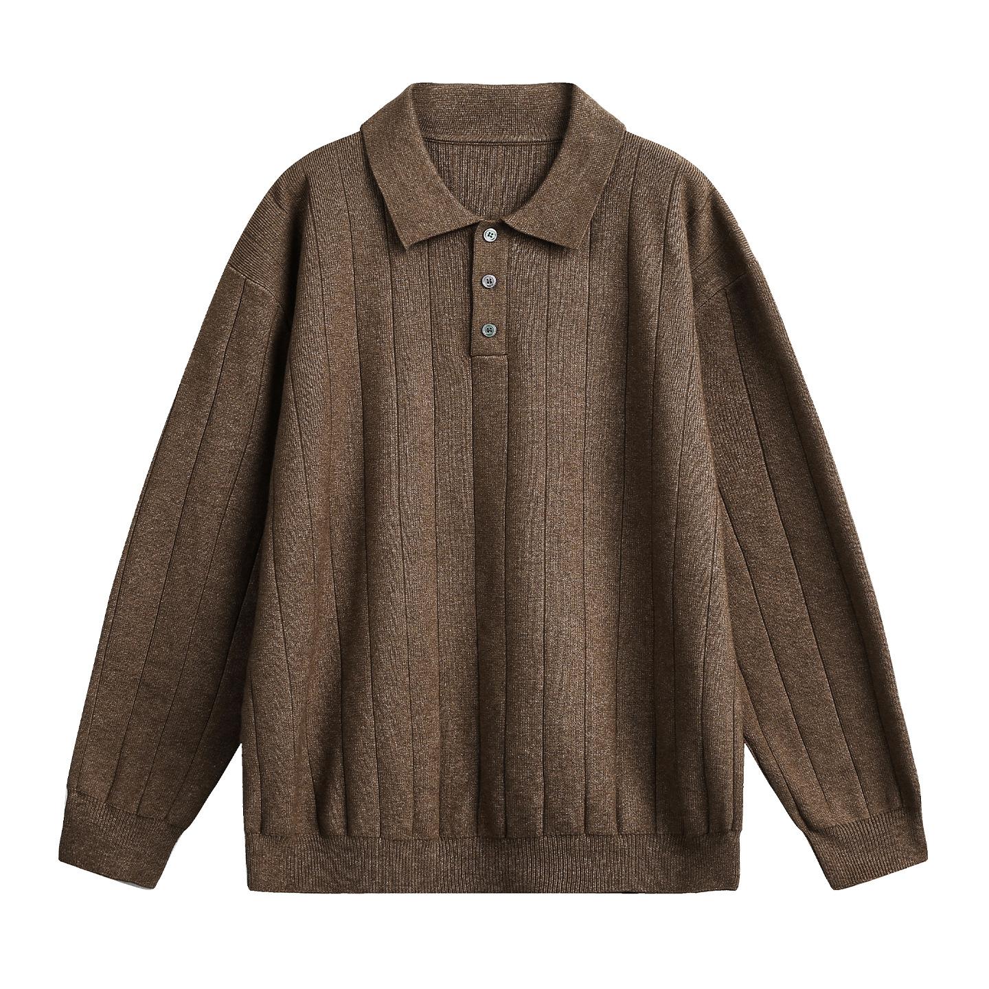 

Men s Knit Polo Long Sleeve Sweaters Collared Polo Sweater Casual Dress Pullover Golf Sweaters Knitted Polos V Neck Button Pullover Sweaters for Men XXL какао коричневый