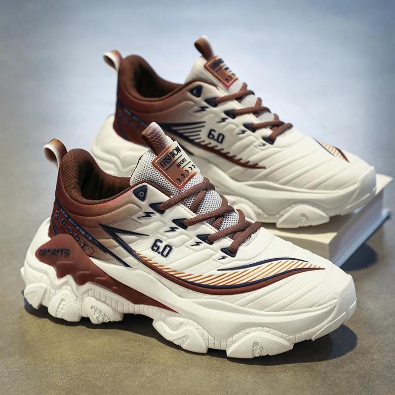 

Спортивная обувь на платформе, повседневные кроссовки, спортивные и развлекательные мокасины, нескользящая обувь для мужчин, проветриваемая, износостойкая, модная, новая 44 коричневый
