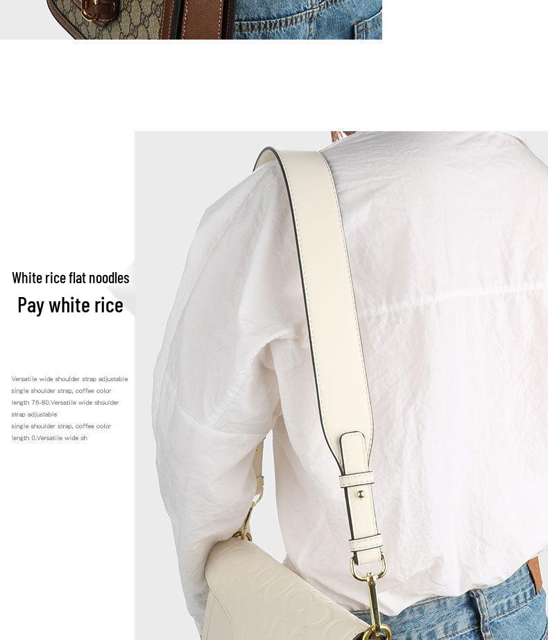 Versatile Black Cowhide Bag Strap: Wide, Solid Color Shoulder Strap Accessory
