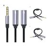 Headphone Splitter 2 in 1 High Fidelity Lossless Nylon-Braided Dual 3.5mm Male Microphone Audio to 3.5mm Female Adapter Cable Computer Accessories