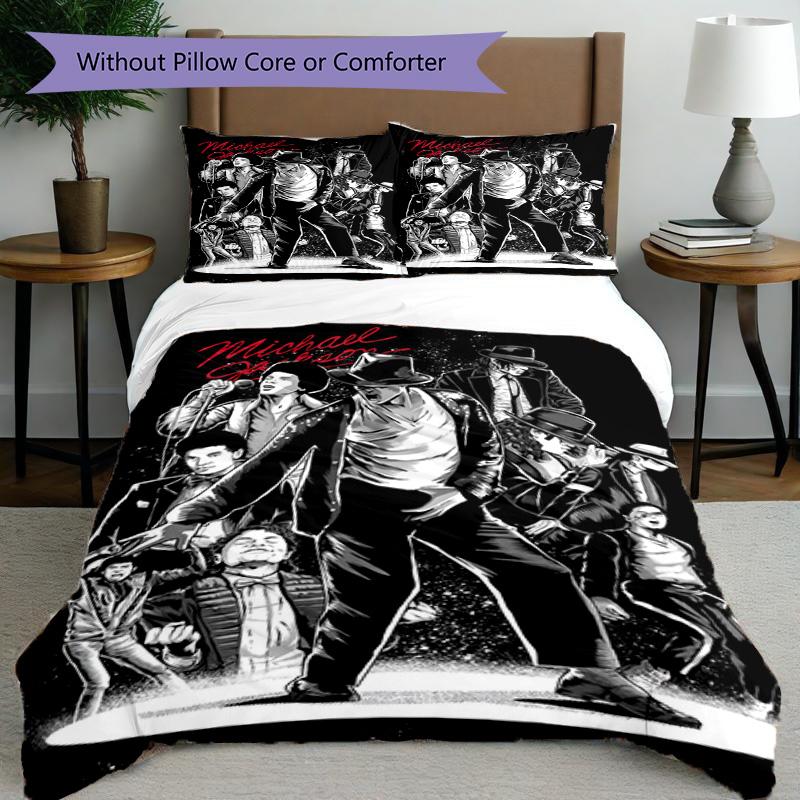 3pcs Duvet Cover Set (1*Duvet Cover + 2*Pillowcase, Without Core), Michael Jackson Print Bedding Set, Bedroom Decor, All‑Season, Birthday Gift